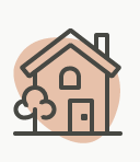 Icon of a house, representing the space and resources wellness facilitator