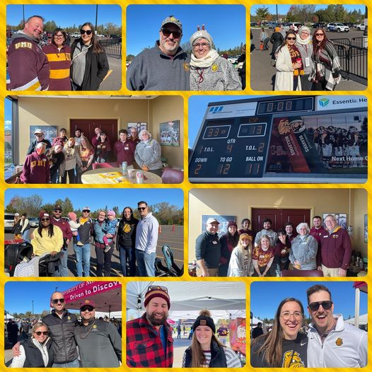 Photo collage of Student Life staff at the Homecoming tailgating event